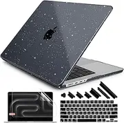 DONGKE Compatible with M4 MacBook Pro 14 inch Case 2024 2023 2021 A3112 A3401 A3185 M3 A2918 A2992 M2 A2779 M1 A2442 Pro Max with Touch ID, Plastic Hard Shell with Keyboard Cover, Sparkly Black