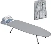 [LOFTEY] Table Top Ironing Board with Iron Rest, Small Ironing Board with 8mm 100% Cotton Pad, Folding Ironing Board with Anti-slip Feet, Perfect for Small Spaces, 80 x 30 cm, Silver