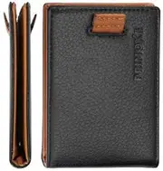 [Cozierr] PRIMOXE RFID Blocking Bifold Slim Vegan Leather Minimalist Front Pocket Wallets for Men Money Clip, Black, Small, Modern
