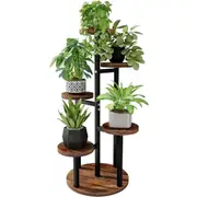 5 Tier Plant Stand Indoor, Corner Metal Plant Shelf for Multiple Plants, Small Tiered Round Flower Stand for Patio Garden Balcony Living Room Bedroom