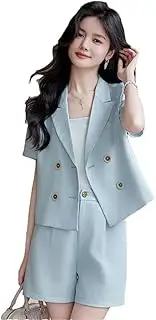 [Generic] Women's in Matching Sets Jacket and Short Pants Two Piece Set Office Outfit Suits
