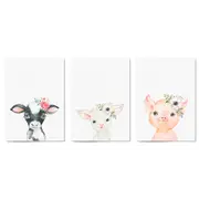 Set of Cute Baby Farm Animals Nursery Wall Art #1