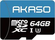AKASO 64GB microSDXC U3 Memory Card - Up to 100MB/s, UHS-I C10, U3, Full HD, 4K UHD, MicroSD Card