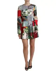 Dolce&Gabbana Women Multicolor Shift Dress Polyester Floral Patchwork Bodycon