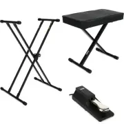 On-Stage Keyboard Essential Accessories Bundle - Double X Stand