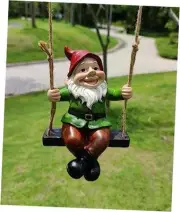 Funny Garden Gnomes Statue Hanging Dwarf Figurines Ornament Sculpture Swing