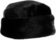[GAROZATION] Russian Fur Hat Mens Warm Beanie Cap Faux Fur Hat for Men Outdoor Casual Black