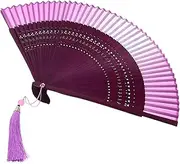 JUMPLAWN Handmade Bamboo Fan Chinese Style Folding Fan Tassel Elegant for Dance Photography