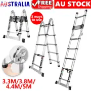 5M V Frame Telescopic Folding Aluminium Ladder Extendable Steps 3.2M 3.8M 4.4M