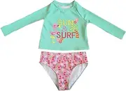 [BONIEE] Girls' Long Sleeve Rash Guard Two Piece Toddler Swimsuit Set