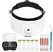 zolyet 12PCS Bee Tools Headband Magnifier Head Bee Queen Cage Protective Cover Bee Queen Rearing Grafting Tool Magnifier with 5 Detachable Lenses for Sewing Crafts Reading Beekeepers Multicolor