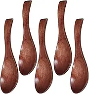 GLEAVI 5PCS Wooden Rice Paddle Spoon Long Handle Ramen and Soup Spoons Versatile Kitchen Utensils for Pho Ramen and Rice Sturdy Wooden Design for Safe Eating