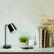 Modern table lamp LED bulb, black, perfect lighting fixture for office, bedroom