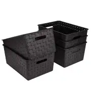 5 Pack Woven Plastic Storage Basket, Woven Basket Bin, 10" L x 7" W x 4.4" H,...