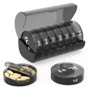 Pill Organizer 2 Times a Day Weekly BLK AM PM Pill Box Large Capacity 7 Day Case