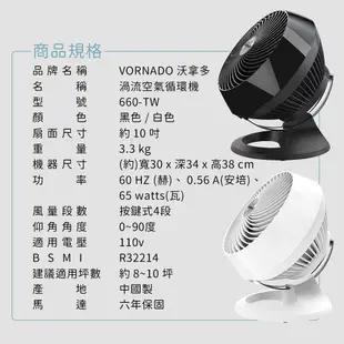 美國VORNADO沃拿多 渦流空氣循環機 循環扇 660-TW 白色 8-10坪