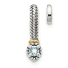 Shey Couture Silver Antiqued with 14k Accent Polished Aquamarine Chain Slide Pen