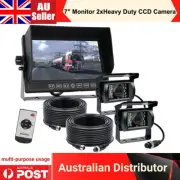 7" Monitor 3ch+ 2x Caravan 4pin Heavy Duty 18 IR Reversing CCD Camera For Truck