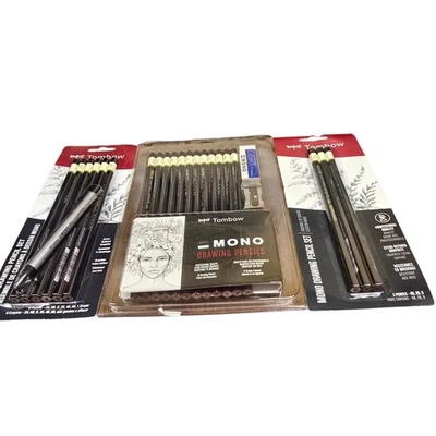 Tombow MONO Drawing Pencils And Erasers Lot NIP 21 Pencils 2 Erasers & Sharpener