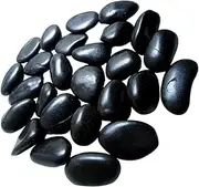 Kisangel Fish Tank Pebbles Landscape Rocks Outdoor Decorative Stones Black Stones Round Soft Edges Garden and Aquarium Decoration