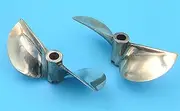 1pcs RC Model Gasoline Boat CW CCW Propeller 7616 2-Blade Copper Paddle Shaft Hole 6.35mm Prop Diameter 76mm for DIY Racing Boat RC Boat Propellers (Color : 1pcs cw 1pcs CCW)