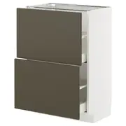METOD / MAXIMERA base cabinet with 2 drawers, white/Havstorp brown-beige, 60x37x80 cm