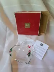 Mikasa Crystal Holiday Bloom Heart Dish Red and Green Candy Dish
