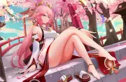 Anime girls genshin impact yae miko xiaoshan jiang Playmat Gaming Mat Desk