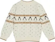 [MORI] Baby Penguin Isle Knitted Jumper - Cotton Roll Neck Sweater with Buttons for Toddlers Babies - Soft Cozy Unisex Wear