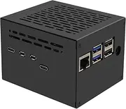 Geekworm X1205-C1 Metal Case for Raspberry Pi 5 and X1205 UPS and Active Cooler and X1001/X1003/X1004/X1015/M901/X1000 PCIe Top
