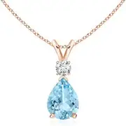 Aquamarine Teardrop Pendant with Diamond