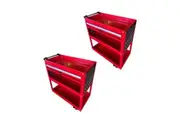 SOGA 2X 3 Tier Tool Storage Cart Portable Service Utility Heavy Duty Mobile Trolley with Drawer and Hooks Red