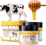2PCS beef tallow balm,honey beef tallow and honey balm,Grass Fed Beef Tallow & Raw Wild Honey Blend,All natural face moisturiser Body Oil,Hydrating Face Balm for Dry Skin