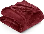 [Utopia Bedding] Fleece Blanket King Size Burgundy 300GSM Luxury Bed Blanket Anti-Static Fuzzy Soft Blanket Microfiber (90x102 Inches)