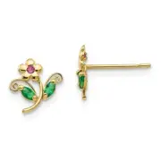 14k Yellow Gold Children's CZ 8mm Flower Post Earrings Madi K Kids Jewelry