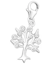 Sterling Silver CZ Tree Of Life Clip on Charm