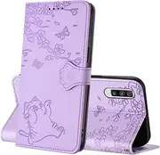 [Netany] Case for Samsung Galaxy A70, Leather PU Wallet Mobile Phone Case with Card Slots, Stand Function, Shockproof Magnetic Flap, Mobile Phone Case Compatible with Samsung A70 (Purple)