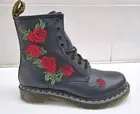 Dr Martens Boots 1460 Vonda Black Red Roses Soft Leather Floral Boots UK 7 EU 41