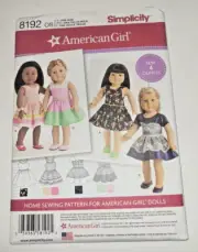 UNCUT Simplicity 8192 American Girl 18" Doll Play Clothes Sewing Craft Pattern