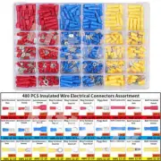 480PCS ASSORTED INSULATED ELECTRICAL WIRE TERMINAL CRIMP CONNECTOR SPADE SET KIT