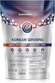 Korean Panax Ginseng 10,000mg : Strongest Legal Ginseng Extract : 100% Pure Certified (60 Tablets - 1 Per Day)