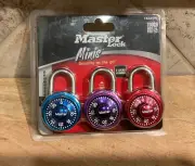 MASTER LOCK 1533TRI 3-Pack Minis Combination Locks Security on the Go - Sealed