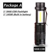 CEHOLYD LED Flashlight Q5 Built in Battery USB Charging COB Zoomable Waterproof Tactical Torch Lamp Bulbs Lantern - Package A
