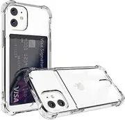 ANHONG Upgrade Clear Card Case Compatible with iPhone 12 Mini 5.4 inch, Slim Fit Thin Protective Soft TPU Shock-Absorbing Wallet Case with Card Holder