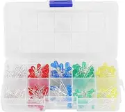 200pcs LED Diodes,5 Colors 3mm 5mm LED Emitting Diodes Set, for DIY and Repair Equipment and Electrical Appliances,Equipped with a Plastic Box,Copper