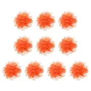10Pcs 2.8" Chiffon Flowers Fabric Flower Sewing Fabric Appliques Neon Orange