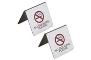 2x Sandleford 6.5cm No Smoking Warning Sign A-Frame Steel Tabletop Desk Signage
