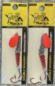 2 Packs Mack’s Double Whammy Ringmaster Kokanee Spinners Glow UV 19202 Size 6