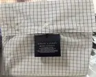 RALPH LAUREN ORGANIC TATTERSALL EXTRA DEEP TWIN FITTED SHEET COLOR NAVY/WHITE