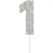 Artwrap Number 1 Glitter Cake Topper - Silver